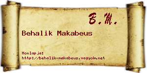 Behalik Makabeus névjegykártya